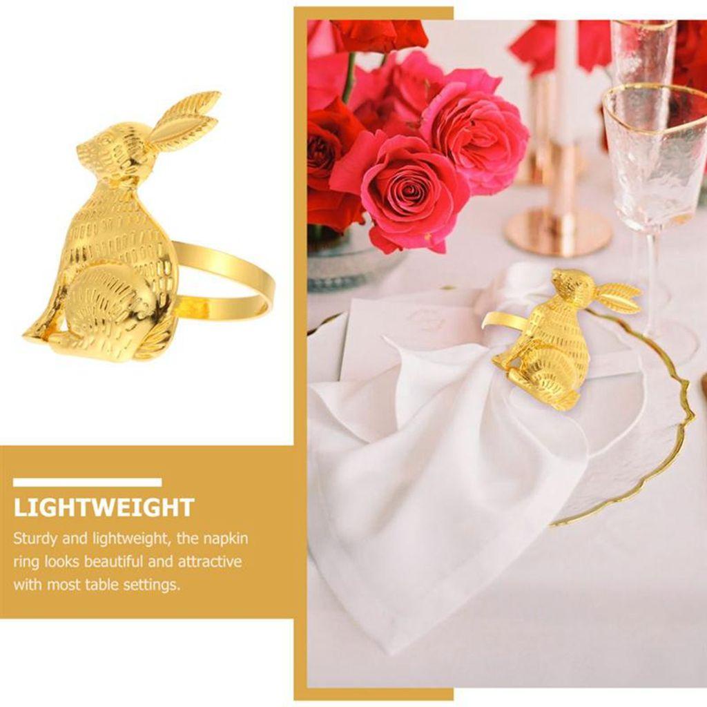 [Elegan] Table Decor 1pcs Fashion Untuk Rapat, Pernikahan Susun Berbentuk Kelinci Silvery Serving Napkin Holder Napkin Buckle