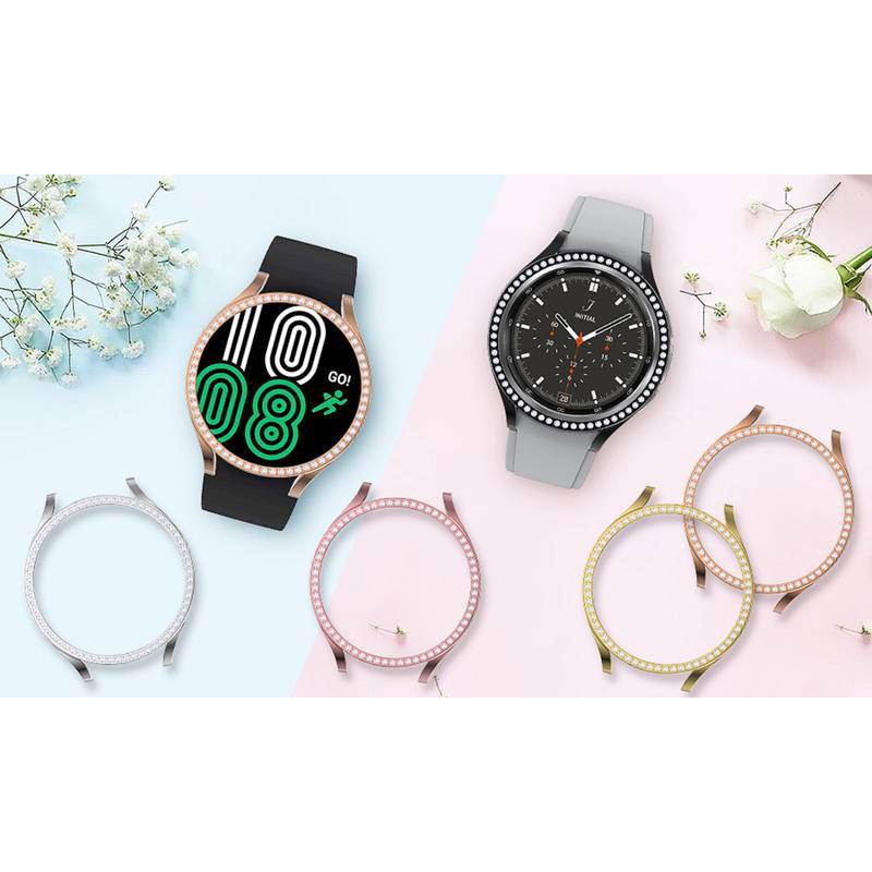 Case Bumper Pelindung Model Hollow Diamond Bahan PC Ukuran 40mm 44mm Untuk Samsung Galaxy Watch 4 classic 42mm 46mm