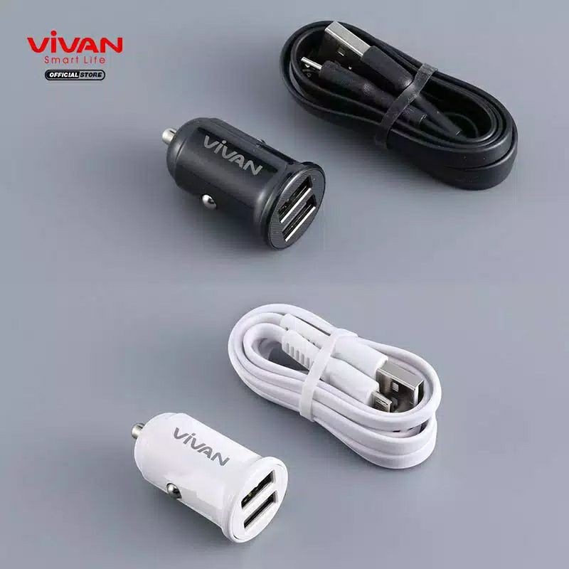 Vivan VCC01 Car Charger 2.4A with Micro USB Cable