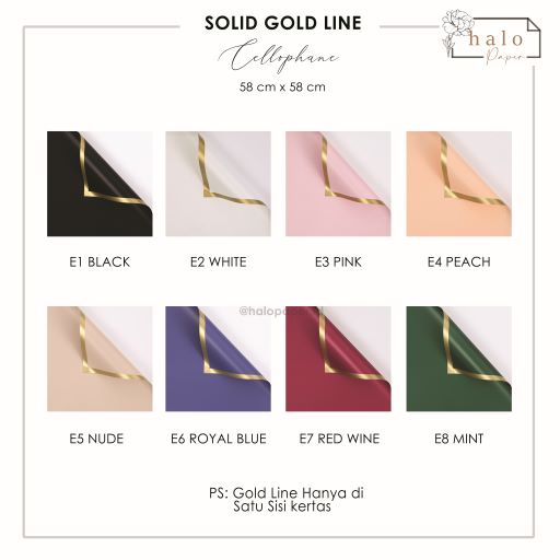 

(1 Lembar) SOLID GOLD LINE - FLOWER KERTAS CELLOPHANE ONE SIDED SOLID GOLD LINE