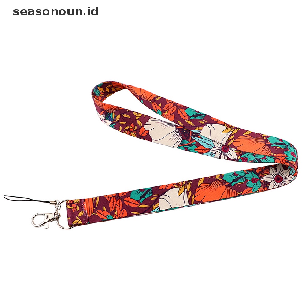 【seasonoun】 Colorful Rose Flowers Lanyard Keys Chain ID Credit Card Cover Pass Charm Neck .