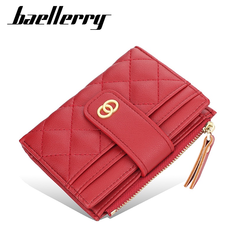 [BISA COD] BAELLERRY NR063 Dompet Wanita Kecil Dompet Pendek Lipat Dompet Kartu Wanita Bahan Kulit PU Leather Premium