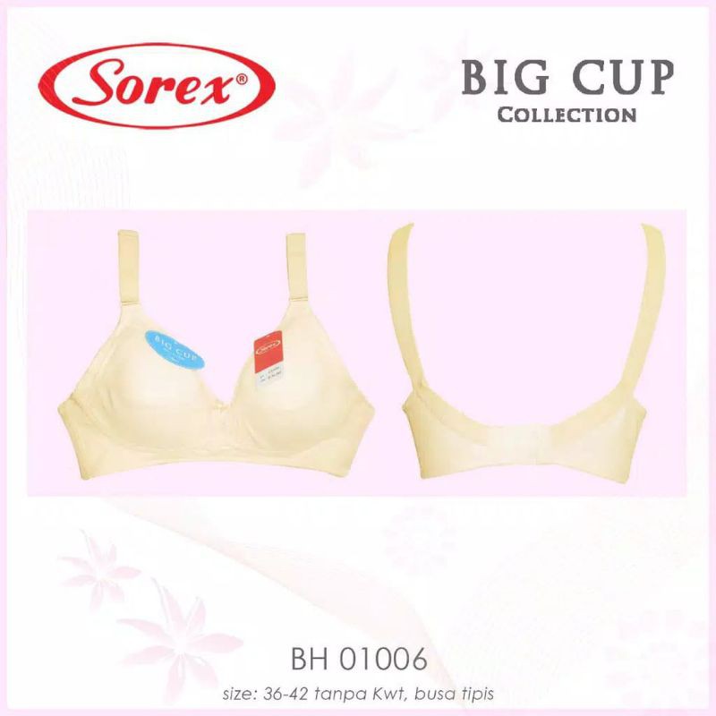 SOREX Bra BIG CUP Polos 01006 Busa Tipis Tanpa Kawat Setara Cup C