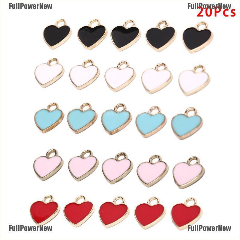 [FULLのJY] 20Pcs/Set Enamel Alloy Love Heart Charms Pendant DIY Craft Jewelry Making Gift