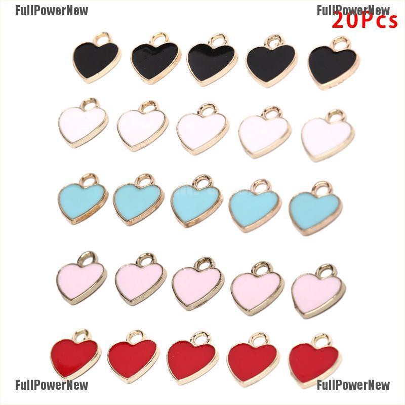 [FULLのJY] 20Pcs/Set Enamel Alloy Love Heart Charms Pendant DIY Craft Jewelry Making Gift