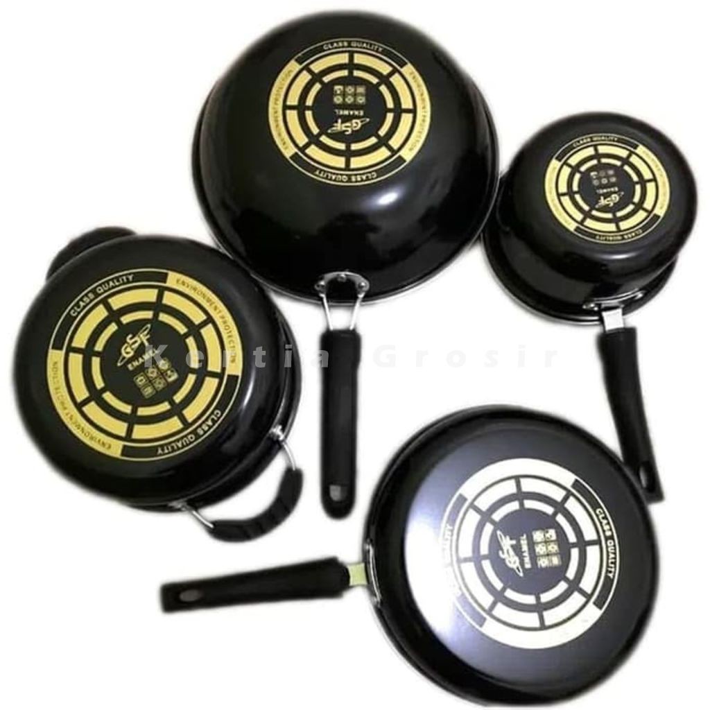 Panci Set Enamel GSF Tutup Kaca 1831