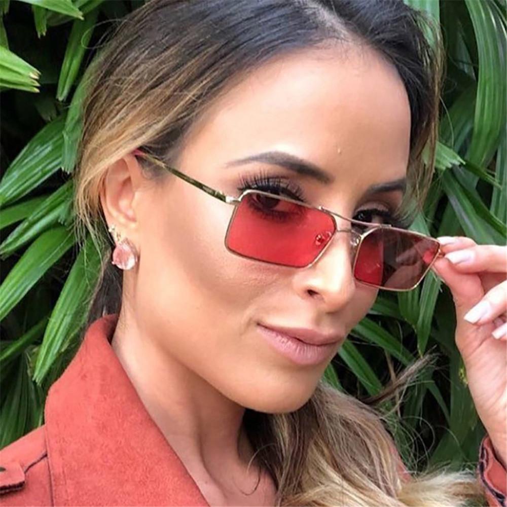 R-flower Retro Rectangle Sunglasses Fashion Bingkai Logam Untuk Wanita Dan Pria Bingkai Kecil