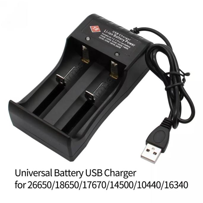 Charger Cas Baterai Battery batre 2 Slot USB Universal AAA 18650 VAPE ibag57 Berkualitas