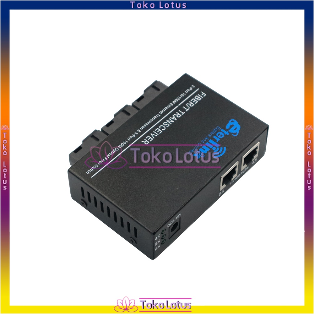 NEW Switch Ethernet Media Fiber Optik Mode Tunggal 2 Rj45 Dan 3 Sc Port 10 100m Import