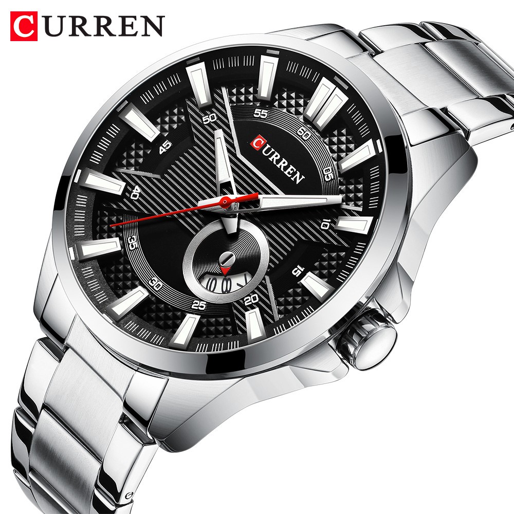 CURREN 8372 Jam Tangan Pria Analog Stainless Steel Chronograph Aktif Luminous Hand WATCHKITE WKOS