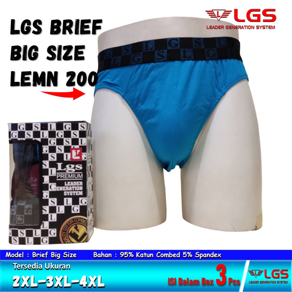 Celana Dalam Pria Big Size LGS 200 ISI 3Pcs/Pack Bahan Katun