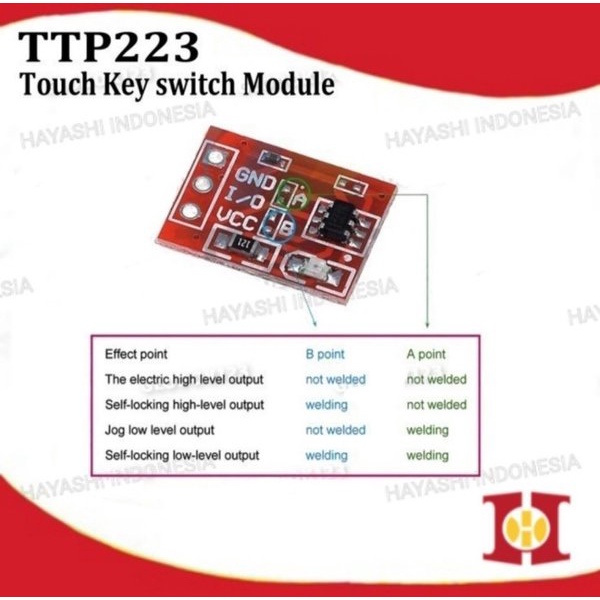 TTP223 Touch Sensor Sentuh Key Module Settable Capacitive 1 Ch Channel - 5pcs