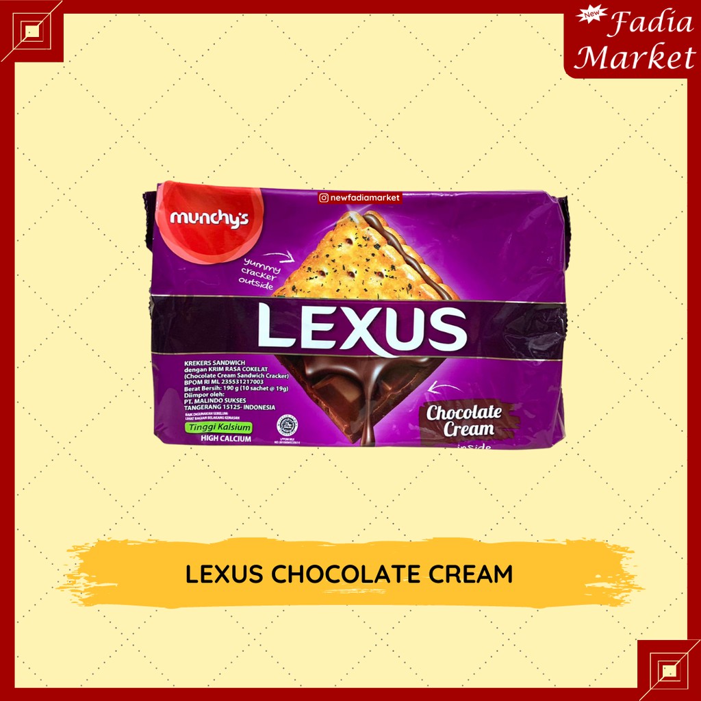 

Lexus Sandwich Crackers Chocolate Cream/Coklat [190g - 10x19g]