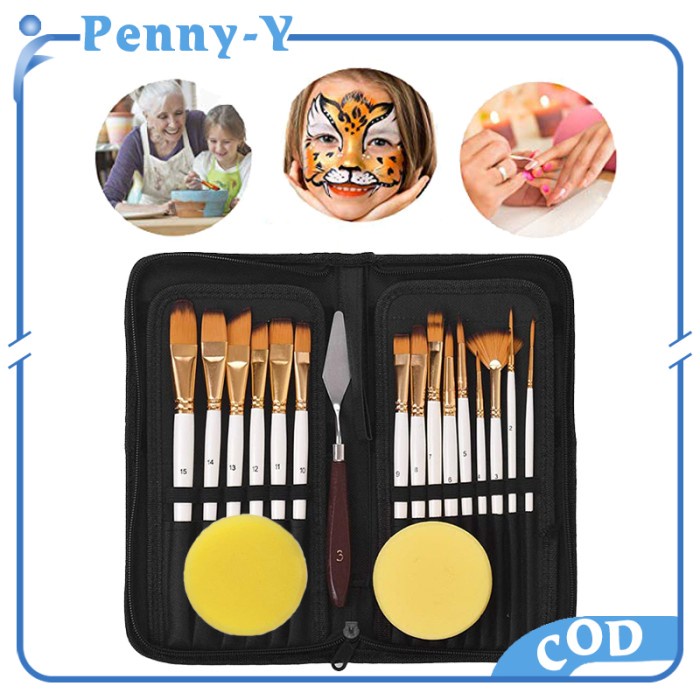 

Produk Terbaru 18Pcs Alat Lukis Kuas Cat Air Minyak/Kuas Alat Lukis Set/Art Brush Set