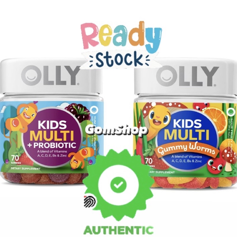 Jual OLLY Kids Multivitamin Gummy Worm Vitamins A, C, D, E, Bs & Zinc