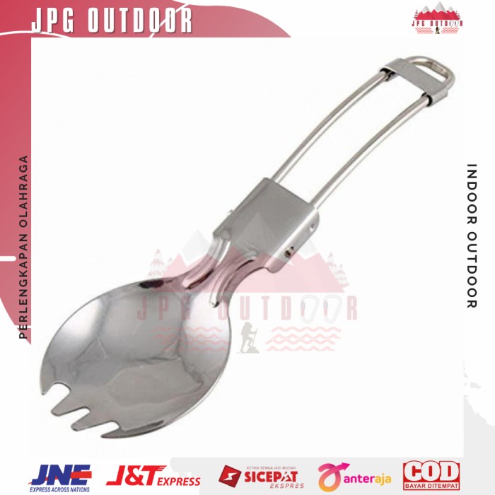Sendok Garpu Lipat Stainless Portable Survival Camping Hiking Travel