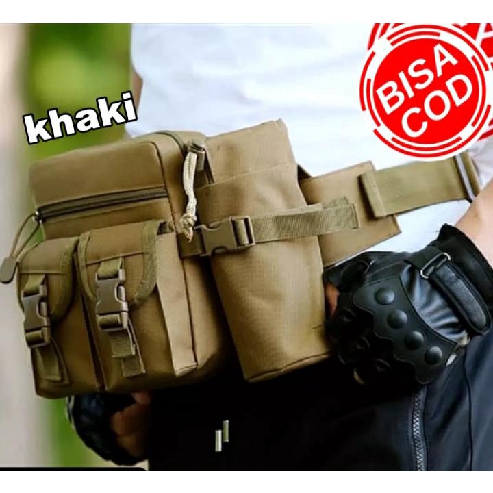 Slempang Army Free Tempat Botol ( HARGA GROSIR ) Tas Pinggang Slingbag Pria Wanita Pocket