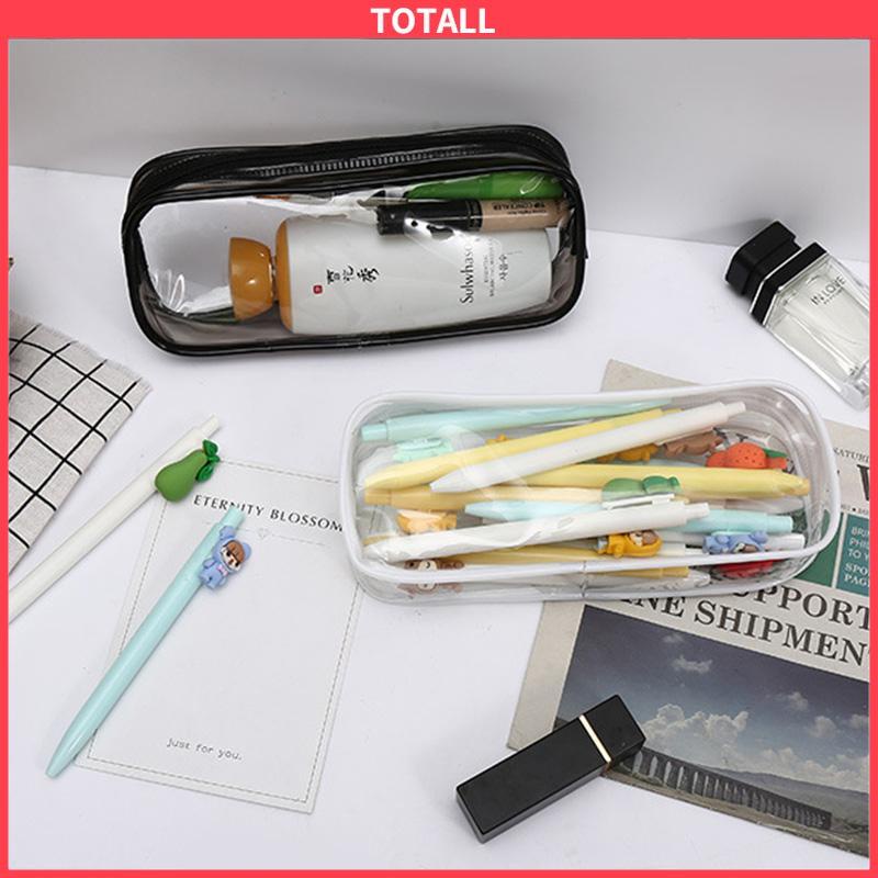 COD Decompression Primary Middle School Students Competition Rotating Pen Can Write Student Rotating PenTransparent PVC Student Stationery Zipper Pen Bag Travel Portable Toiletry Makeup Storage Bag-Totall