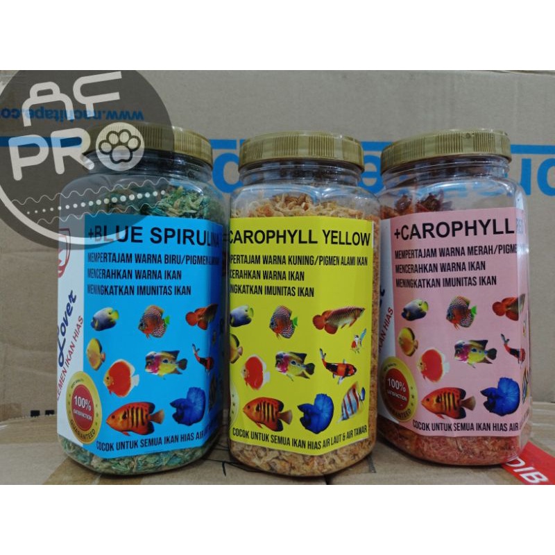 MAKANAN IKAN  CHANA ARWANA KOI UDANG PREMIUM FISH LOVER RED BLUE YELLOW 130GR