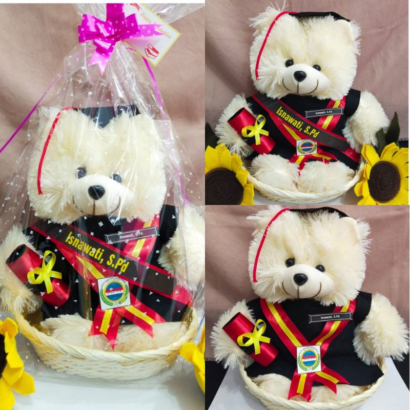 	 boneka/PAKAI KERANJANG Boneka 30 cm wisuda beruang	