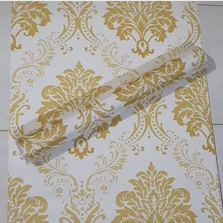 Wallpaper Dinding Motif Batik Gold