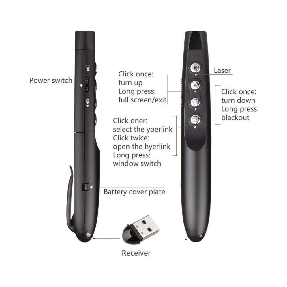 Laser Pointer Red with Magnet Receiver - Hitam / Laser Presenter