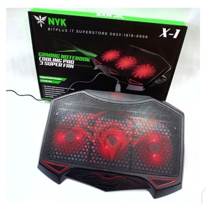 Cooling Pad Gaming NYK X-1 3 LED SUPER FAN - NYK Cooler Fan 3 Kipas