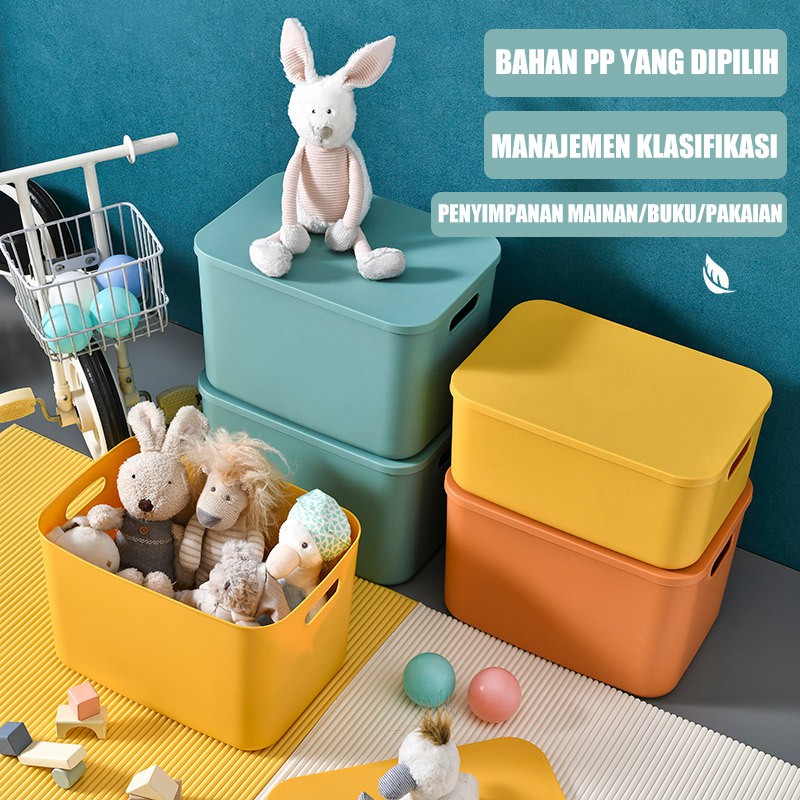 POTE Kotak Penyimpanan Kotak Penyimpanan Rumah Tangga Gaya Jepang Dapat Ditumpangkan Bin Pantry Serbaguna High Quality Dengan Tutup