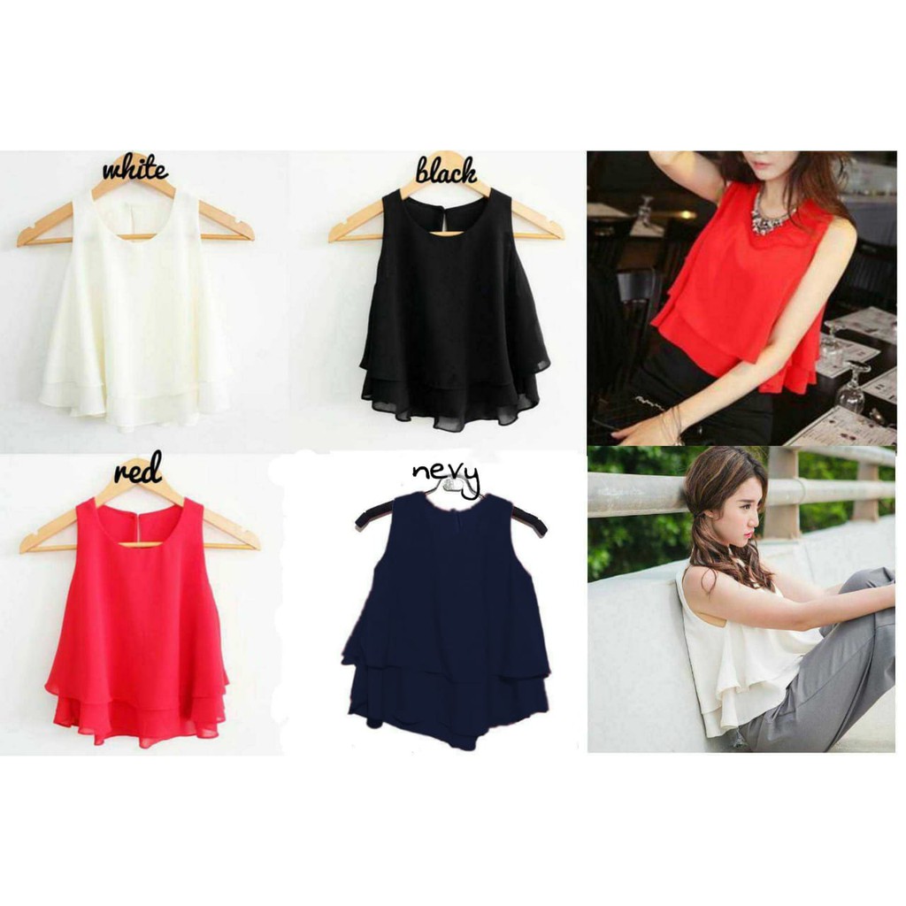 QUEEN FASHION BLOUSE LIVIA / TWISTCONE / FIT TO L / HITAM / PUTIH / NAVY / MERAH