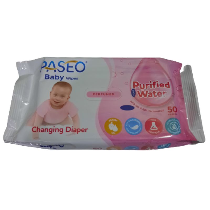 Paseo baby wipes changing diaper purified water 50 sheets