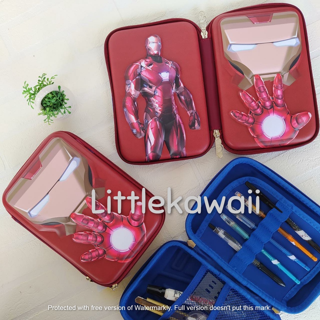 LK/Tempat Kotak Pensil Hardcase Frozen Batman Ironman Spiderman Karakter Fashion Anak Sekolah Import