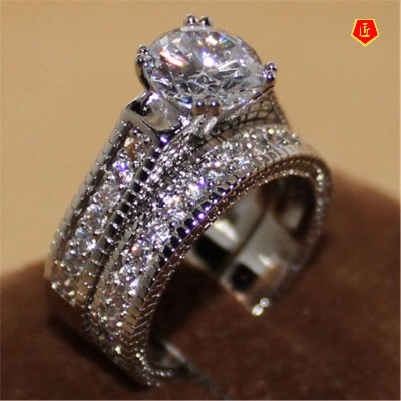 [Ready Stock]European and American Zircon Ring Set Affordable Luxury Fashion