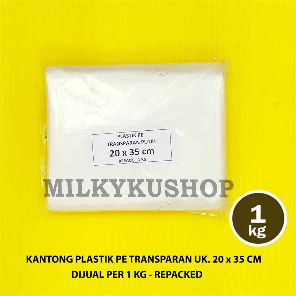 KANTONG PLASTIK PE TRANSPARAN BENING BERAT 1 KG REPACK