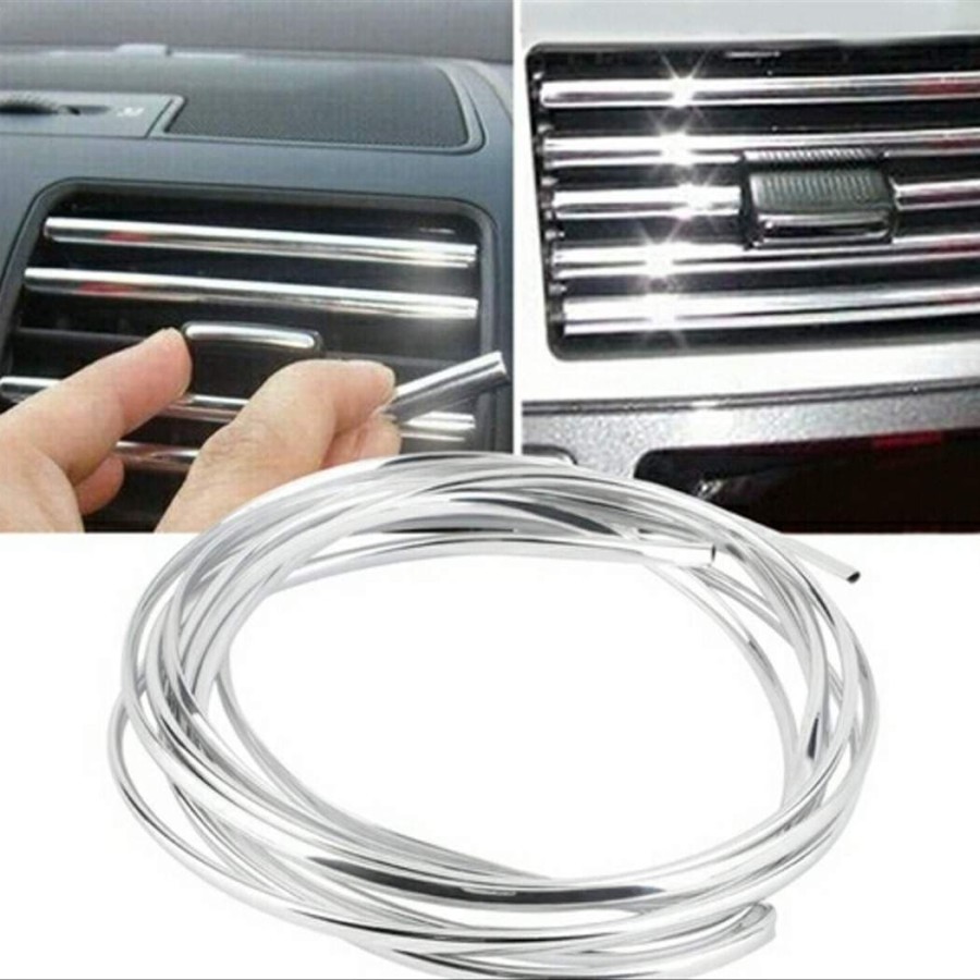 List Chrome Silver Variasi Pintu Kaca Mobil Interior Mobil 3M- 1 Meter