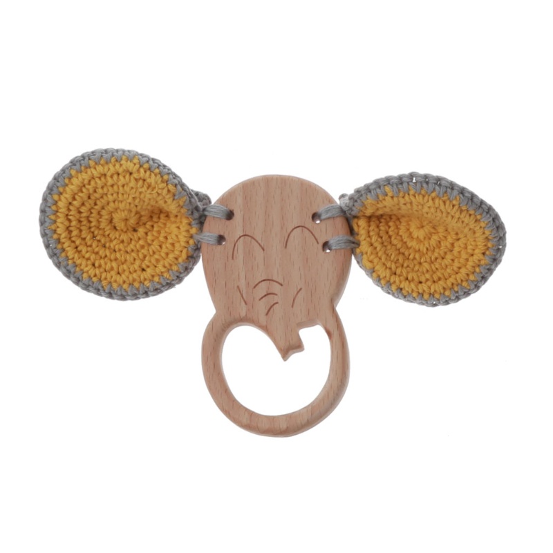 Mary 1PC Mainan Rattle Teether Bahan Kayu Beech BPA Free Untuk Bayi