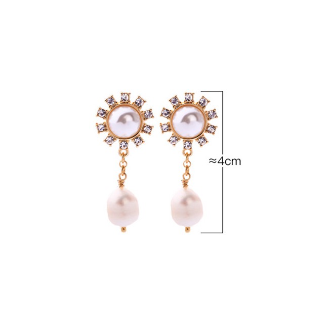 LRC Anting Tusuk Fashion Gold S925 Silver Needle Flower With Diamond Stud Earrings F52099