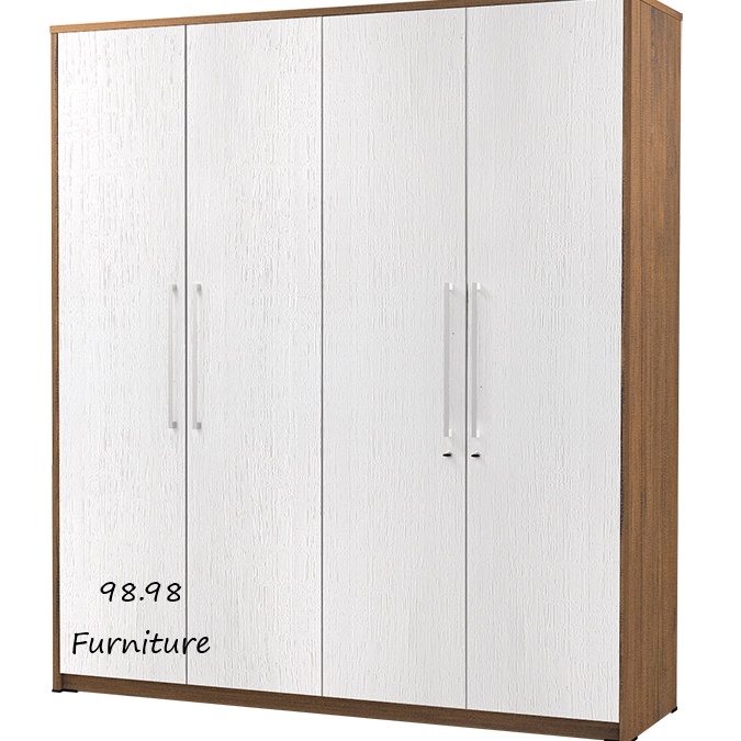 EXPO Lemari Pakaian 4 Pintu Putih LP-4015 - Lemari Baju 4 Pintu Tinggi