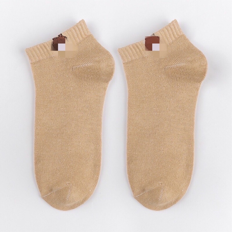 MAYSTAR Kaos Kaki Fashion Unisex Motif Beruang Brown Wanita Pria Murah K1-Crem Tua