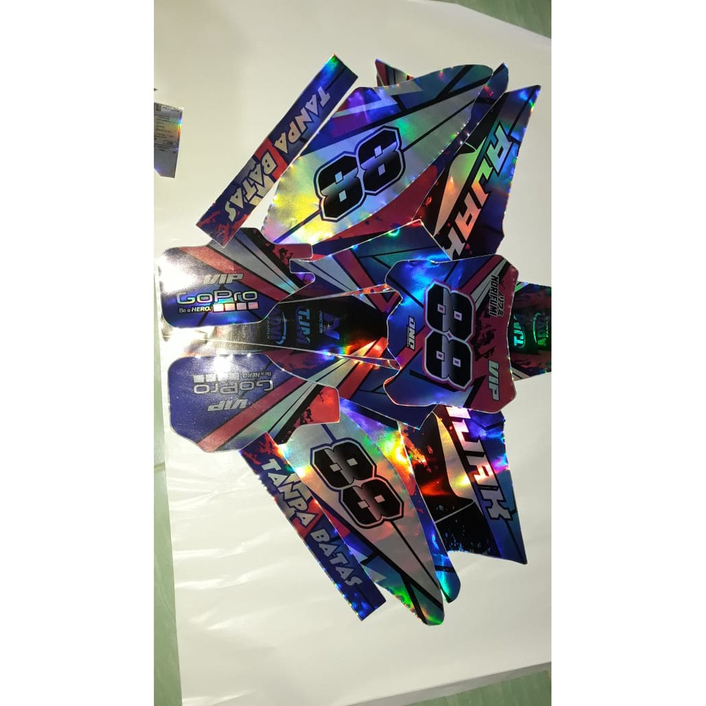 decal sticker honda CRF hologram CROME PELANGI desain simple terbaru