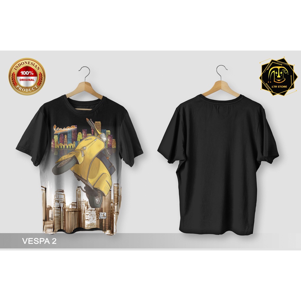 [ BAYAR DI TEMPAT ] BAJU PRINTING GAMBAR VESPA 2 - KAOS DISTRO ORIGINAL MOTIF MOTOR CALSSIC KLASIK V