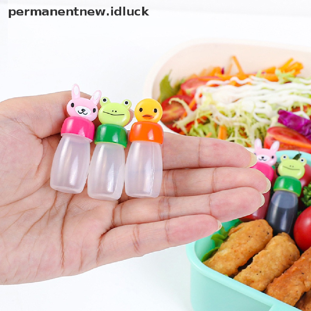 4pcs / set Botol Saus Bumbu Mini Bentuk Kelinci Katak Bebek Untuk Wadah Makan Siang