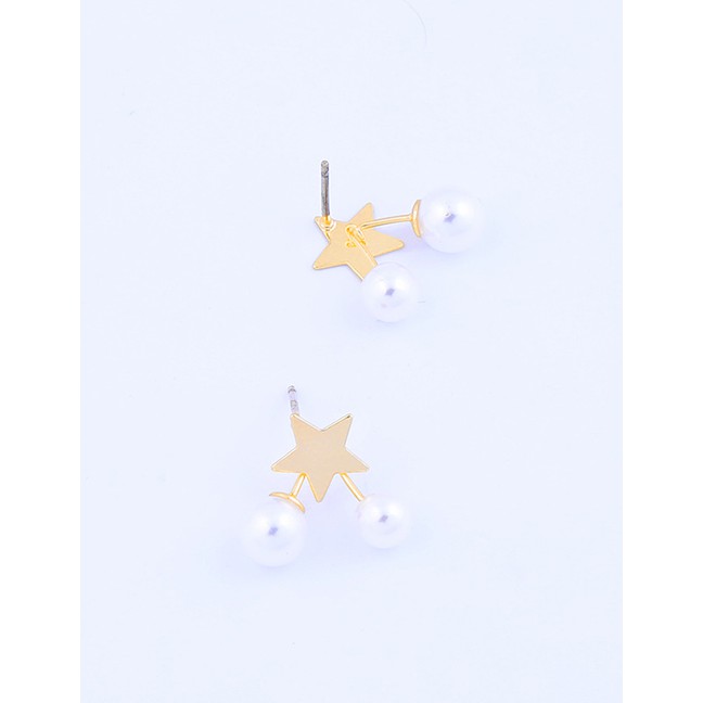 LRC Anting Tusuk Fashion Gold S925 Sterling Silver Pearl Star Earrings D17360