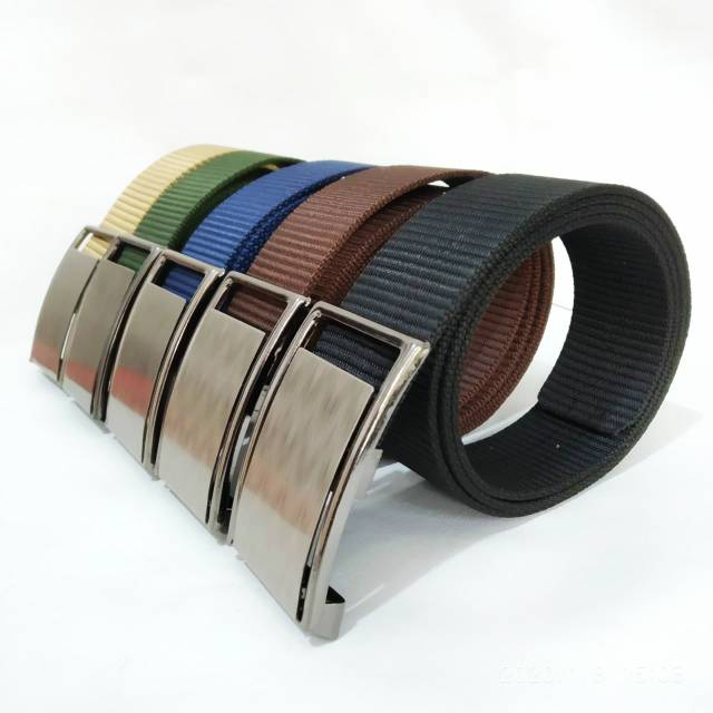 IKAT PINGGANG PRIA SABUK GESPER BELT NYLON KEPALA STAINLESS