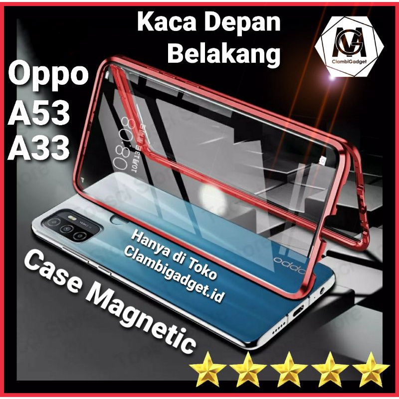 Casing Case Oppo A33 A53 2020 Magnetic Double Side Glass Magnetik Magnet 2in1 COD Kaca Tempered Hard