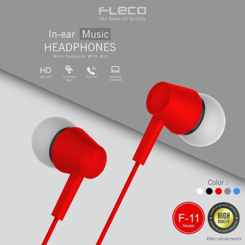 Headset Fleco F-11 in-ear Music Wire Earphone Whith Mic