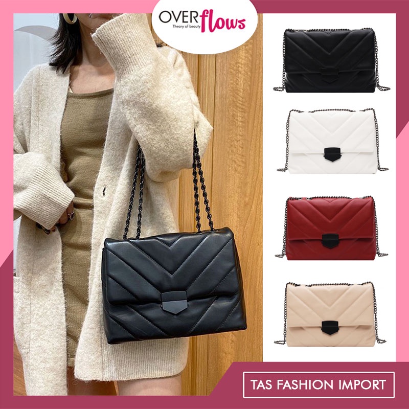 OVERFLOWS.ID Shoulder Bag Import Ala Korea Tas Bahu Wanita Tas Slempang Korea Tali Rantai