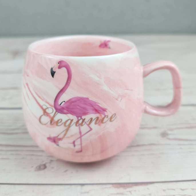 Gelas Cangkir Kopi Keramik Glass Mug Desain Flamingo 320ml - H1215 - Pink