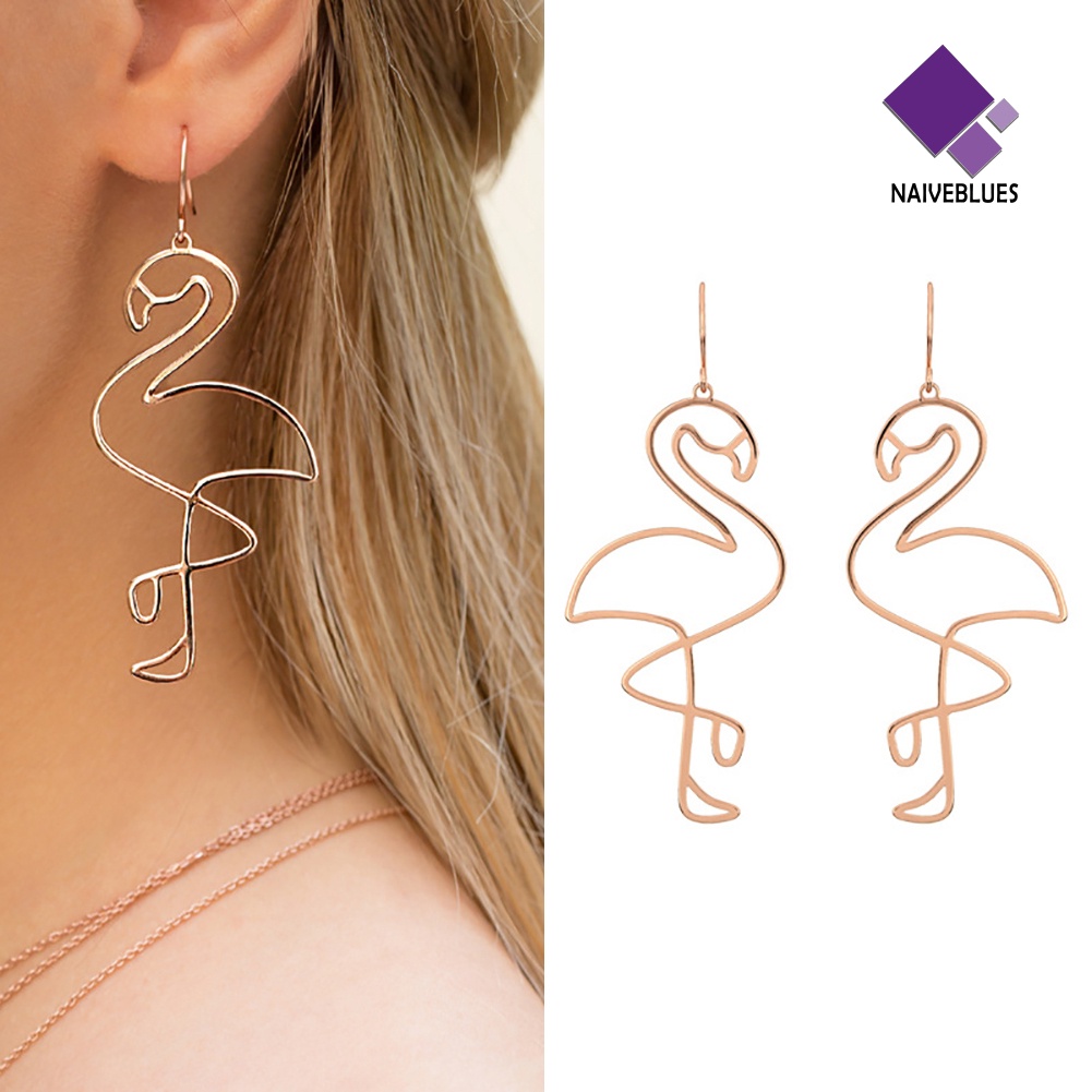 Anting Kait Desain Flamingo Model Hollow Untuk Wanita