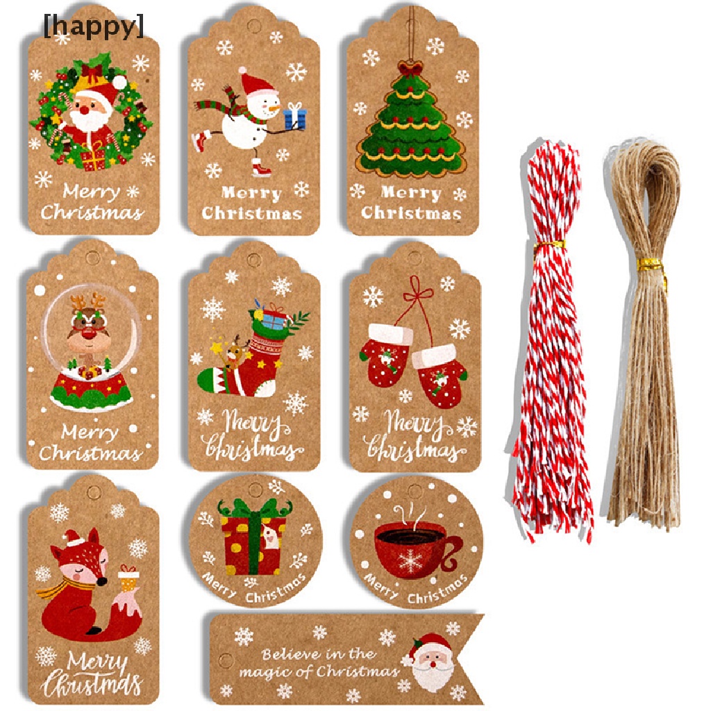 Ha 100pcs Labelhang Tag Bahan Kertas Kraft Desain Tema Natal Untuk Hadiahsuvenirpesta