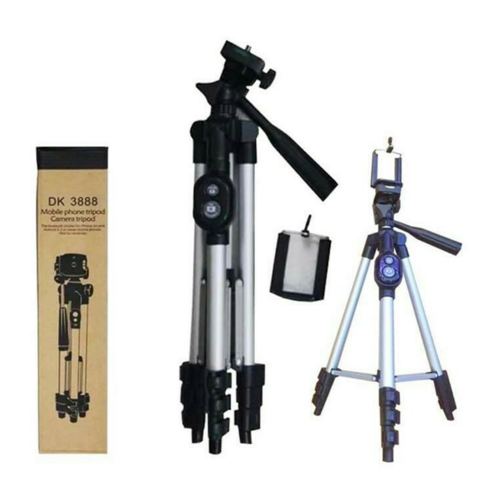 Tripod-Bluetooth DK-3888 Kaki 1 Meter + Remote Bluetooth-Tripod Selfie Bluetoth DK-3888 Universal HP &amp; kamera Free Remote / Holder U &amp; Free Sarung